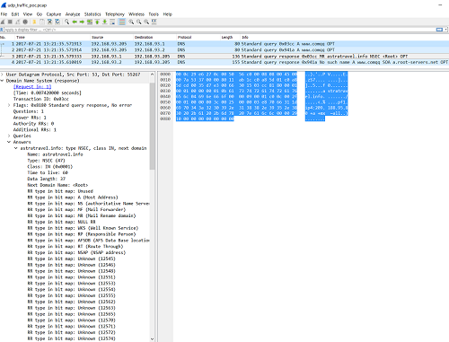捕获的伪造的DNS reply包